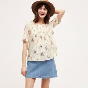 Anthropologie Maeve Orchid Island Pleated Floral Size 6